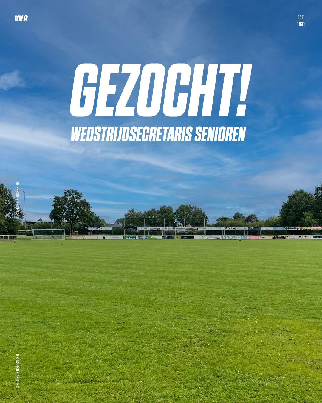 Wedstrijdsecretaris senioren gezocht